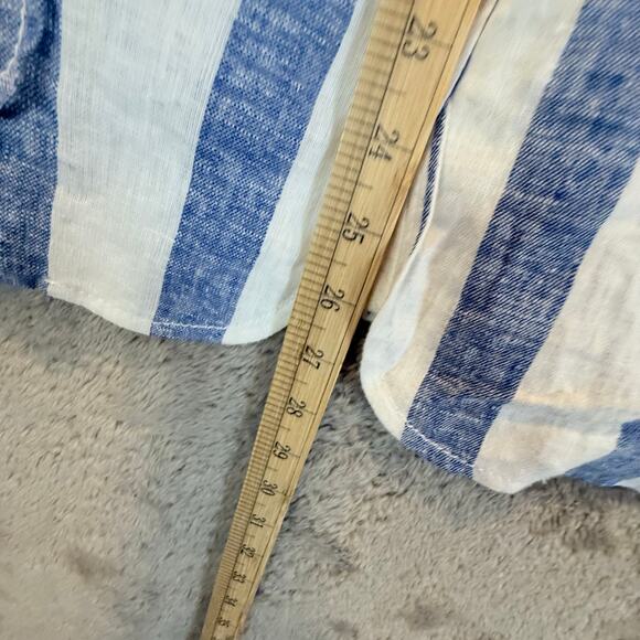 NWT Karen Kane Linen Blue White Stripe Santorini Ruched Sleeve Jacket Blazer L - Picture 14 of 14